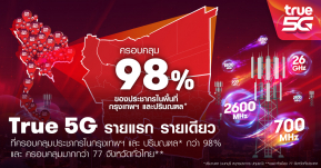 TRUE 5G รายแรก รายเดียว ที่ครอบคลุมประชากรในกรุงเทพและปริมณฑล กว่า 98% ครอบคลุมกว่าใน 77 จังหวัดทั่วไทย